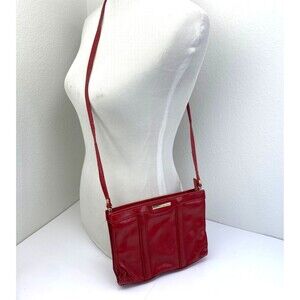 Red 90s Vinyl Crossbody Purse Clutch Inside Zip Pocket Rad Make Up Bag Korea